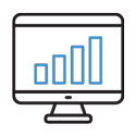 Line drawing of a monitor with a bar-chart