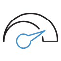 Line drawing of a gauge at full